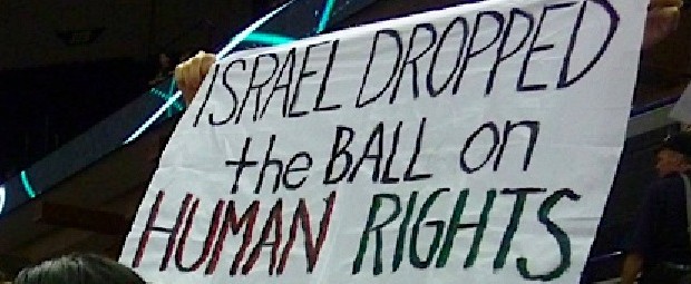FOR IMMEDIATE RELEASE October 16, 2012 ANTI-APARTHEID PROTESTORS EJECTED AND ASSAULTED AT TIMBERWOLVES EXHIBITION GAME AGAINST ISRAELI TEAM [Minneapolis] Following in the footsteps of the sports boycott of South Africa...